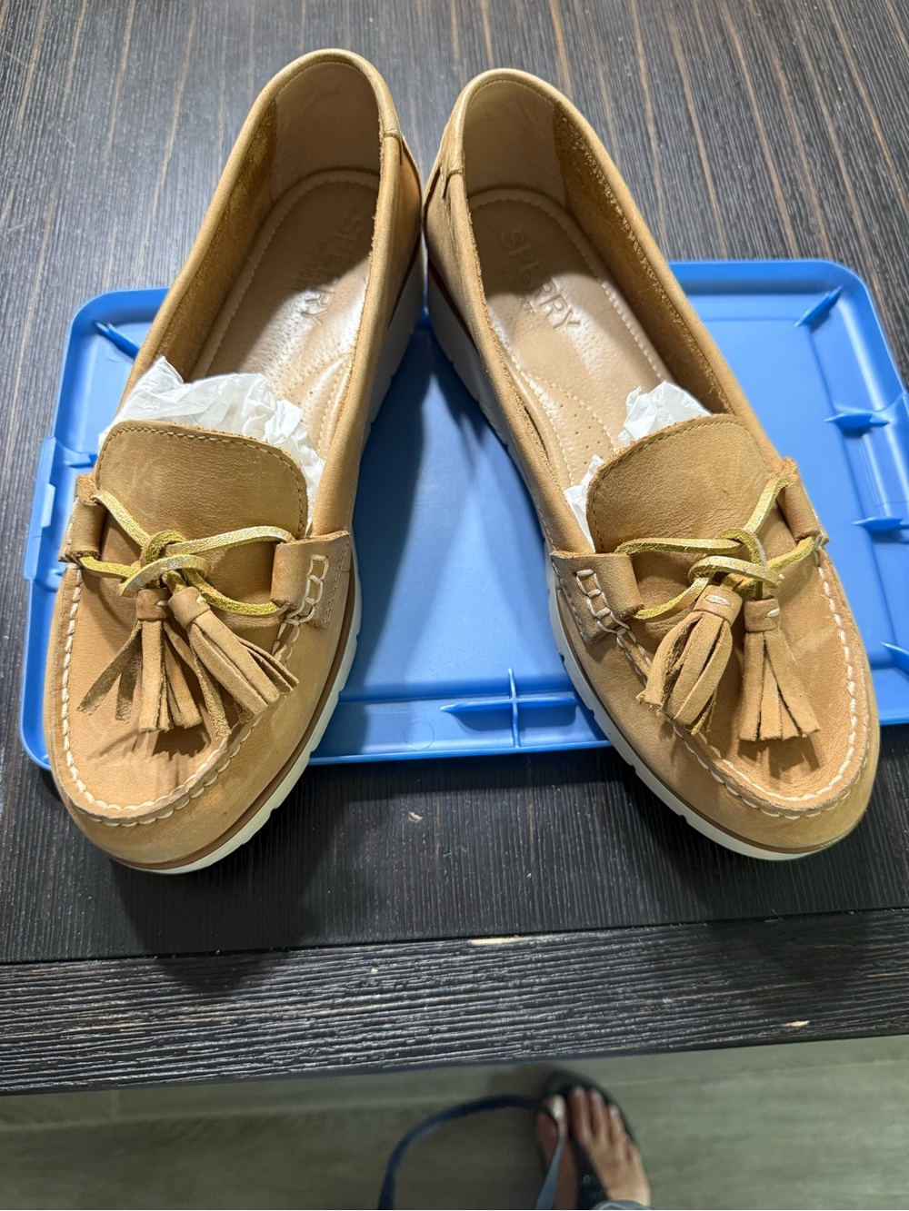 Sperry Tan Suede Tassel Loafers